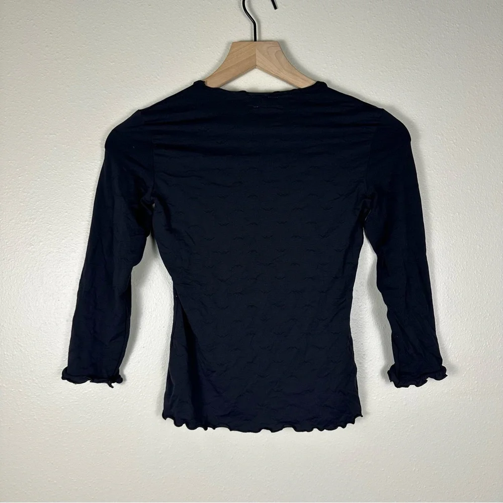 EMPORIO ARMANI Black Long Sleeve Lettuce Edge Jumper Top - Picture 6 of 7